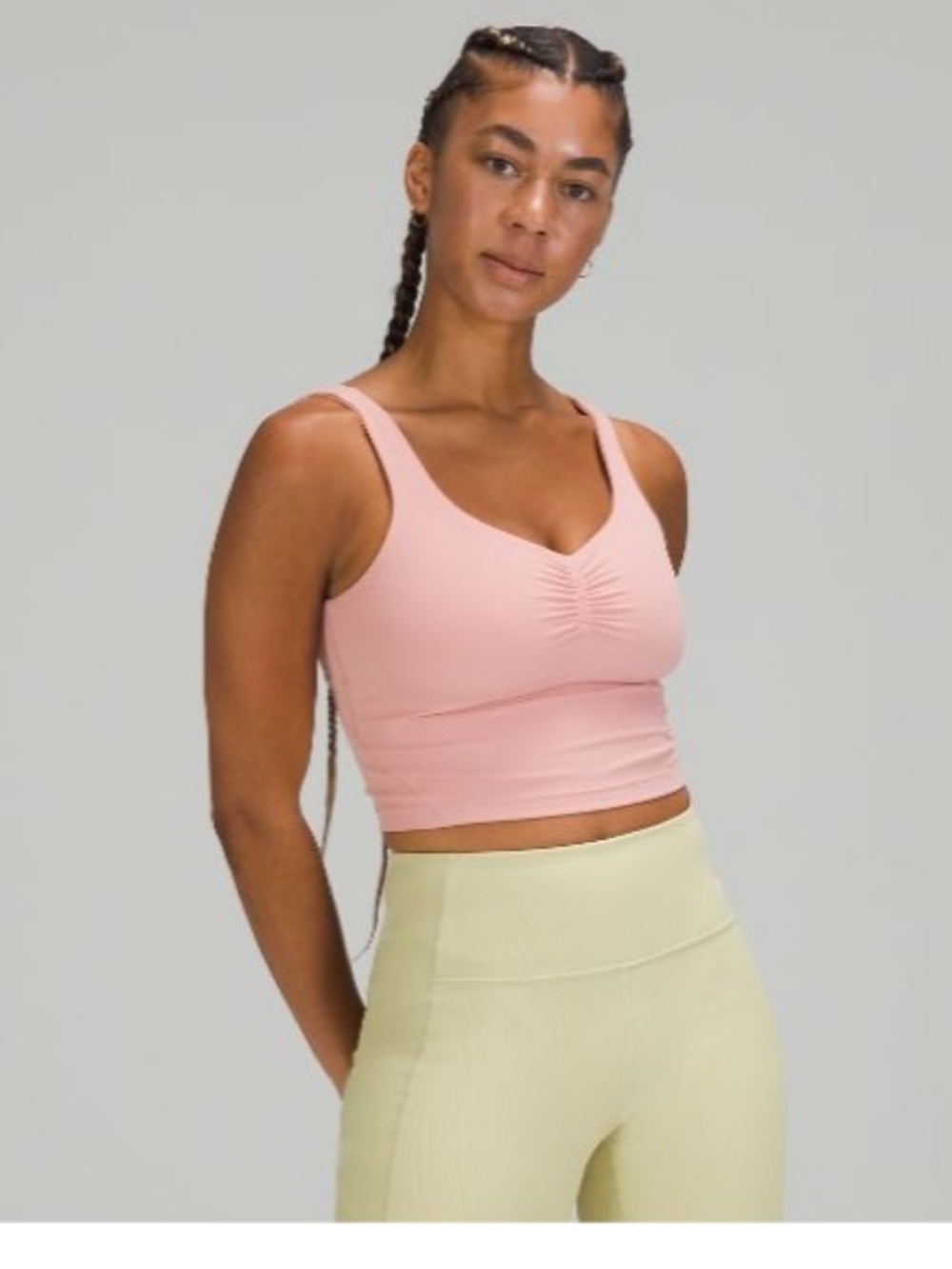 lululemon gathered tank top Pink Ruched V-Neck Longline Tank